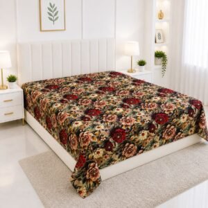 7/8 feet waterproof bed sheet red flower