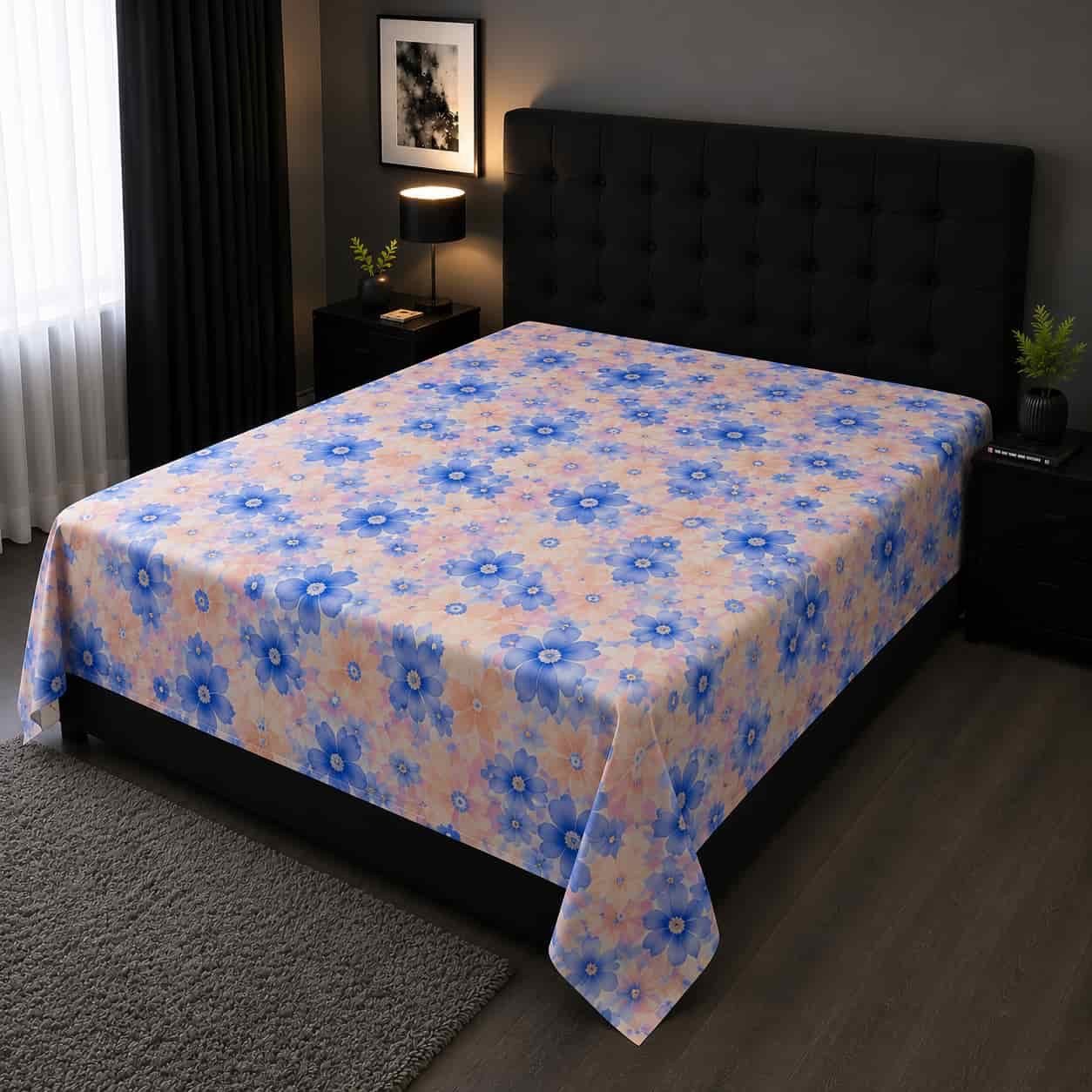 flower print 6/7 ফিট ওয়াটারপ্রুফ বেডশীট বালিশ কভার ছাড়া