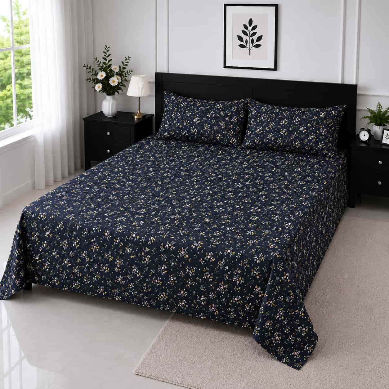 cotton febric 7/8 ফিট ওয়াটারপ্রুফ বেডশীট বালিশ কভার সহ