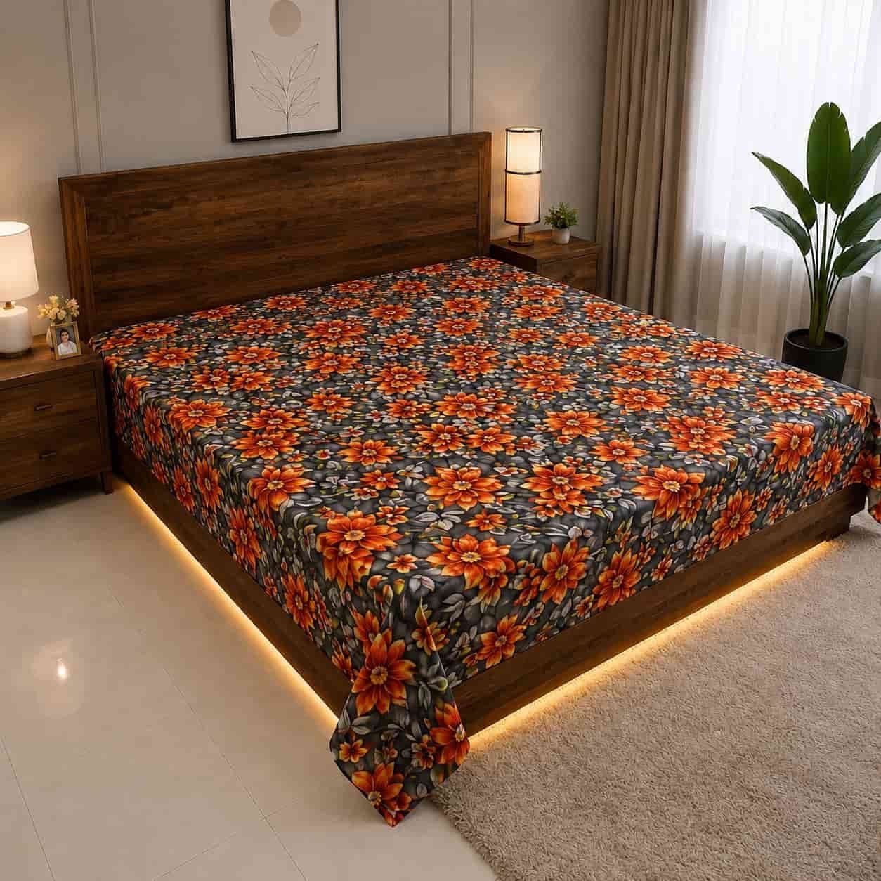 cotton fabric 7/8 ফিট ওয়াটারপ্রুফ বেডশীট বালিশ কভার ছাড়া