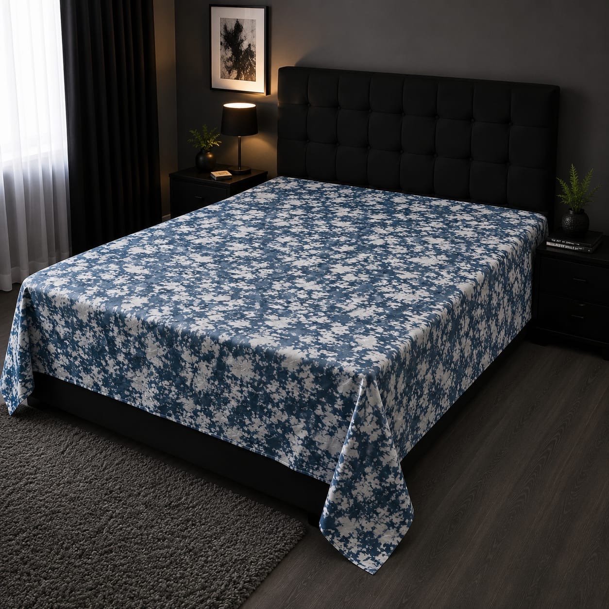 blue marbel print 6/7 ফিট ওয়াটারপ্রুফ বেডশীট বালিশ কভার ছাড়া