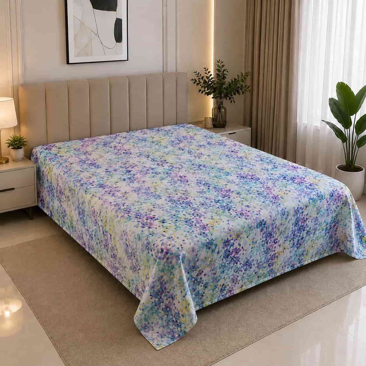 Blossom print সুতি ফিল ওয়াটারপ্রুফ বেডশীট,সাইজ ৭/৮ ফিট বালিশ কভার ছাড়া