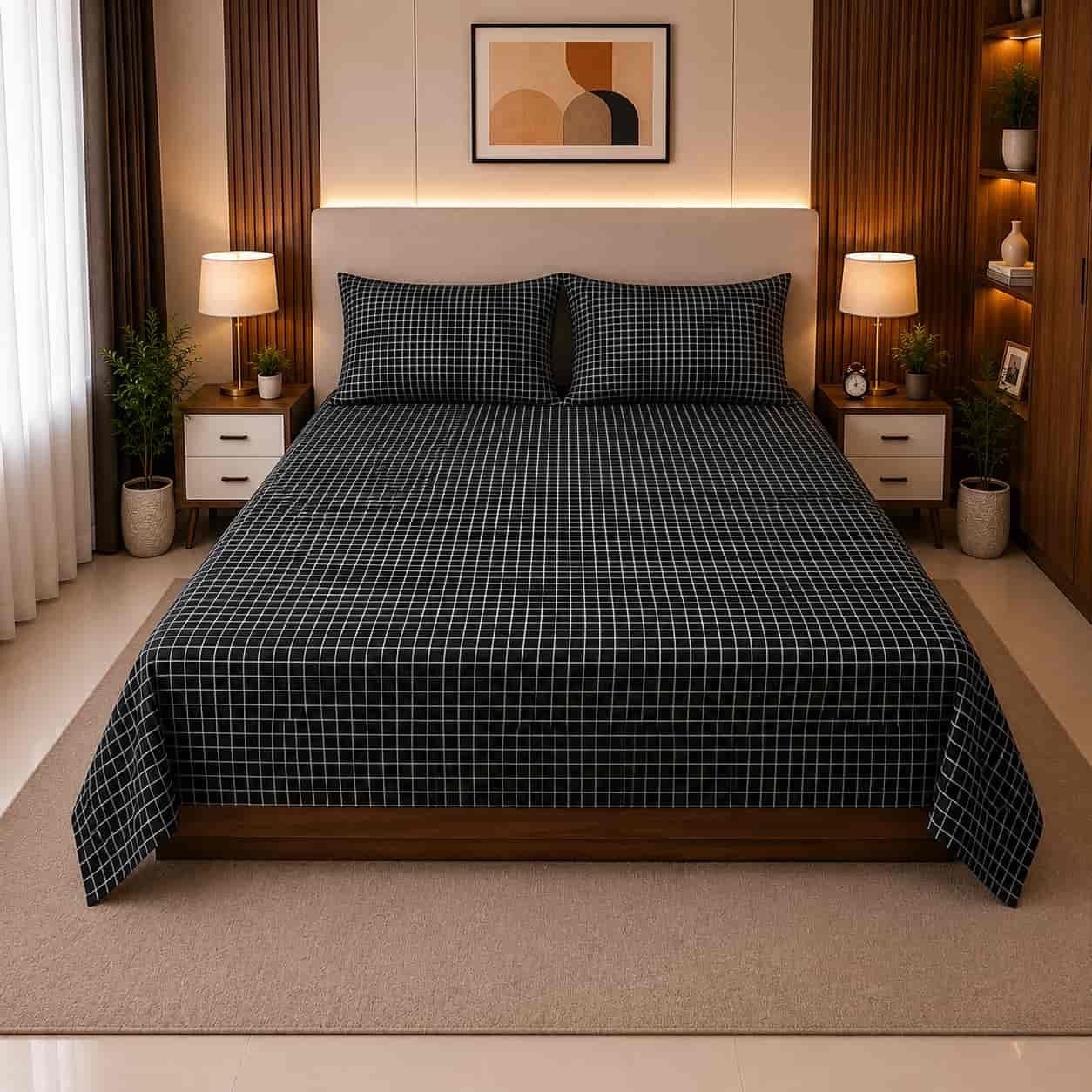 Urban gird pure cotton ৭/৮ ফিট ওয়াটারপ্রুফ বেডশীট বালিশ কভার সহ
