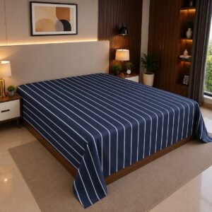 blue striped pattern 6/7 ফিট ওয়াটারপ্রুফ বেডশীট বালিশ কভার ছাড়া