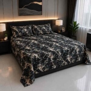Galaxy Noir super soft 7/8 ফিট ওয়াটারপ্রুফ বেডশীট বালিশ কভার সহ