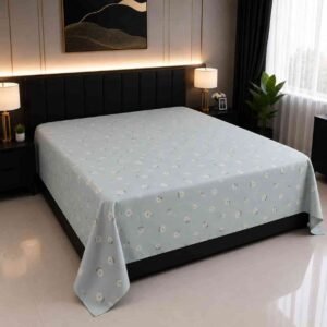 Daisy Mist cotton fabric 7/8 ফিট ওয়াটারপ্রুফ বেডশীট বালিশ কভার ছাড়া