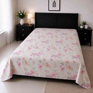 flower print 7/8 ফিট ওয়াটারপ্রুফ বেডশীট বালিশ কভার ছাড়া