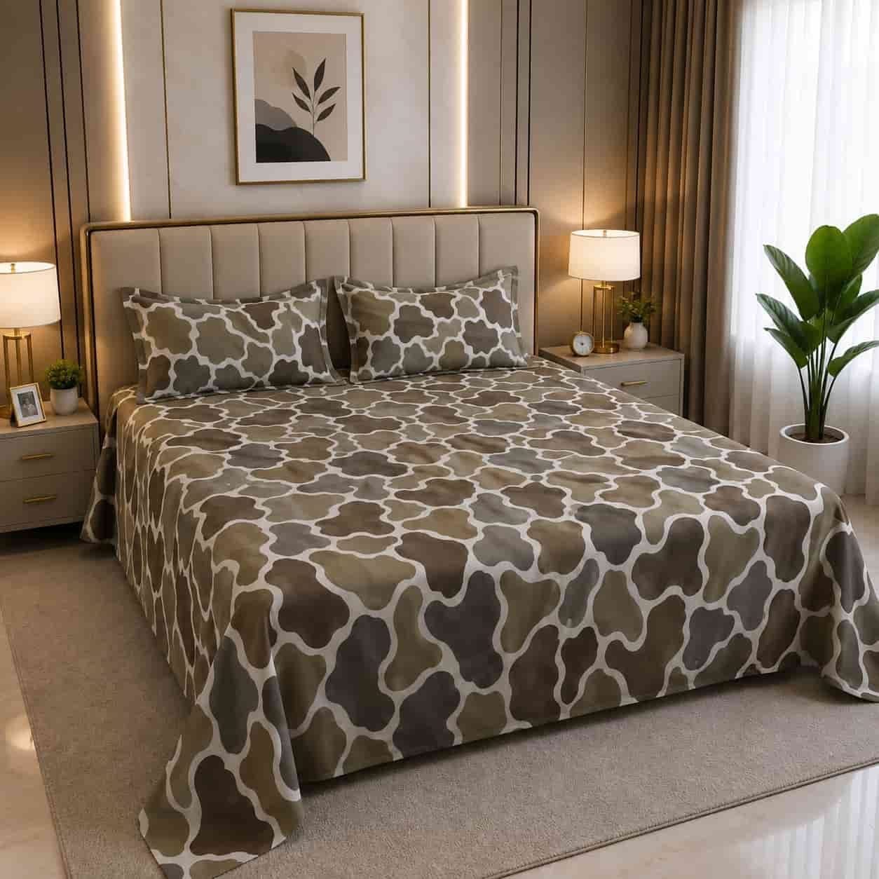 desert flow cotton fabric সুতি ফিল 7/8 ফিট ওয়াটারপ্রুফ বেডশীট বালিশ কভার সহ