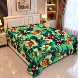 flower print 7/8 ফিট ওয়াটারপ্রুফ বেডশীট বালিশ কভার ছাড়া
