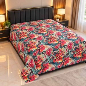 soft fabric flower print 6/7 ফিট ওয়াটারপ্রুফ বেডশীট বালিশ কভার ছাড়া