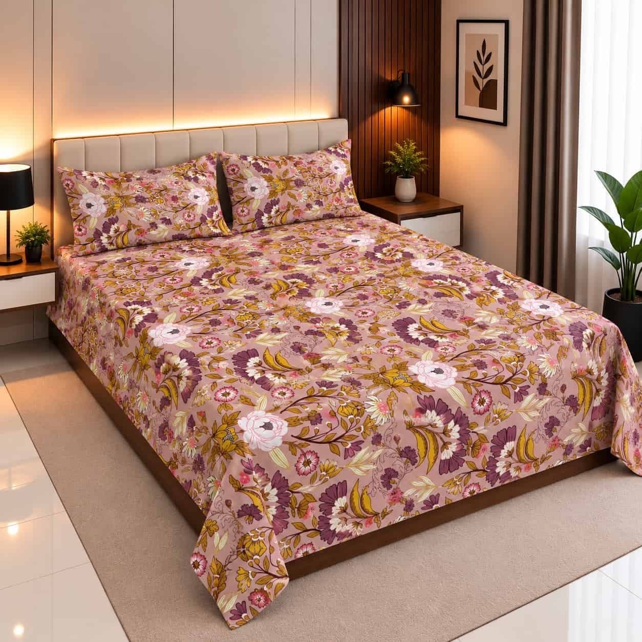 high premium super soft fabric 7/8 ফিট ওয়াটারপ্রুফ বেডশীট বালিশ কভার সহ
