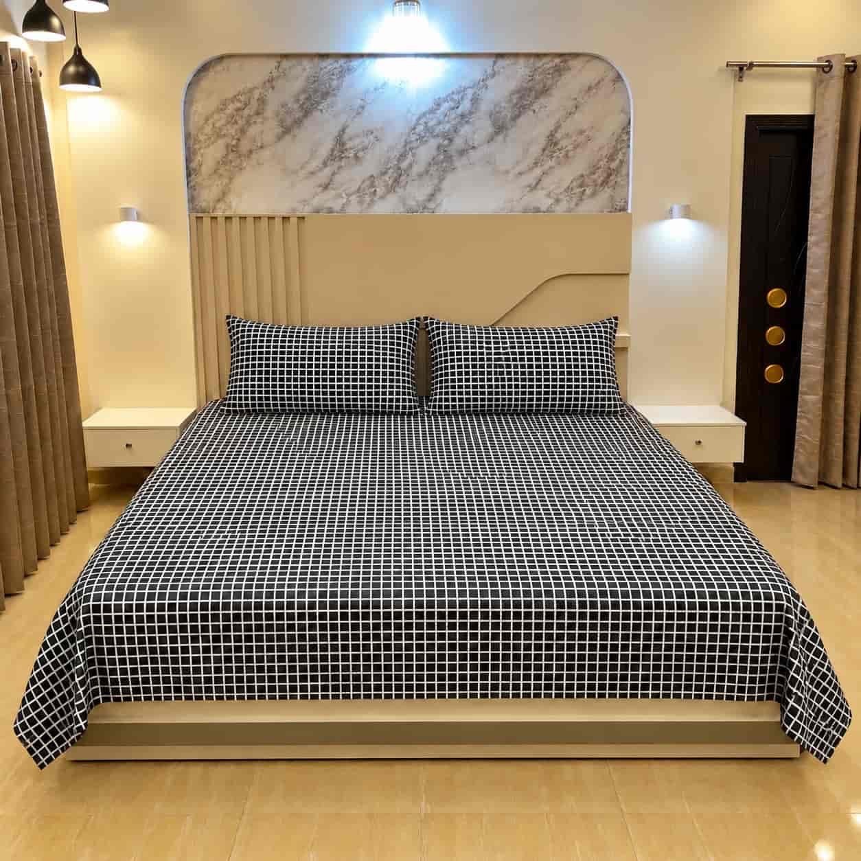 Urban gird pure cotton ৭/৮ ফিট ওয়াটারপ্রুফ বেডশীট বালিশ কভার সহ