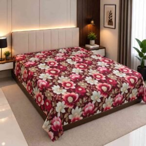 flower print 7/8 ফিট ওয়াটারপ্রুফ বেডশীট বালিশ কভার ছাড়া