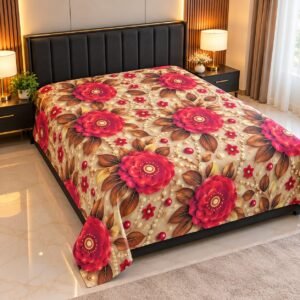 soft fabric flower print 6/7 ফিট ওয়াটারপ্রুফ বেডশীট বালিশ কভার ছাড়া