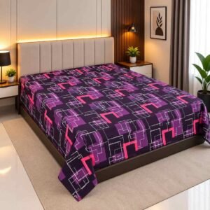 Geometric Print 7/8 ফিট ওয়াটারপ্রুফ বেডশীট বালিশ কভার ছাড়া